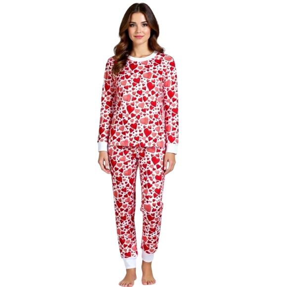 Hart+Land Heart Patterned Organic Pima Cotton Women’s Pajama Set Size L - Picture 1 of 5